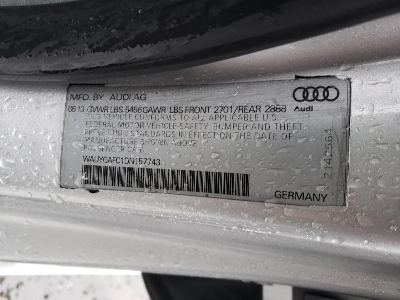 Photo 10 from auction – 2013 AUDI A7 PREMIUM with VIN WAUYGAFC1DN157743