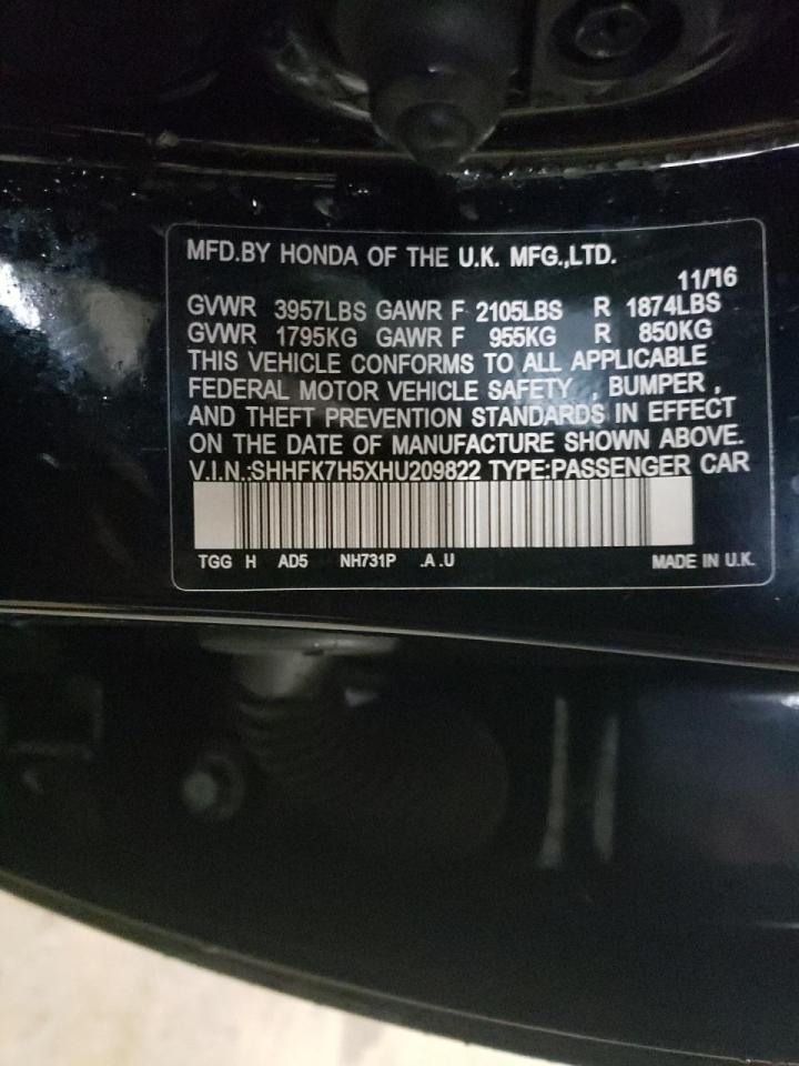 Photo 10 from auction – 2017 HONDA CIVIC with VIN SHHFK7H5XHU209822