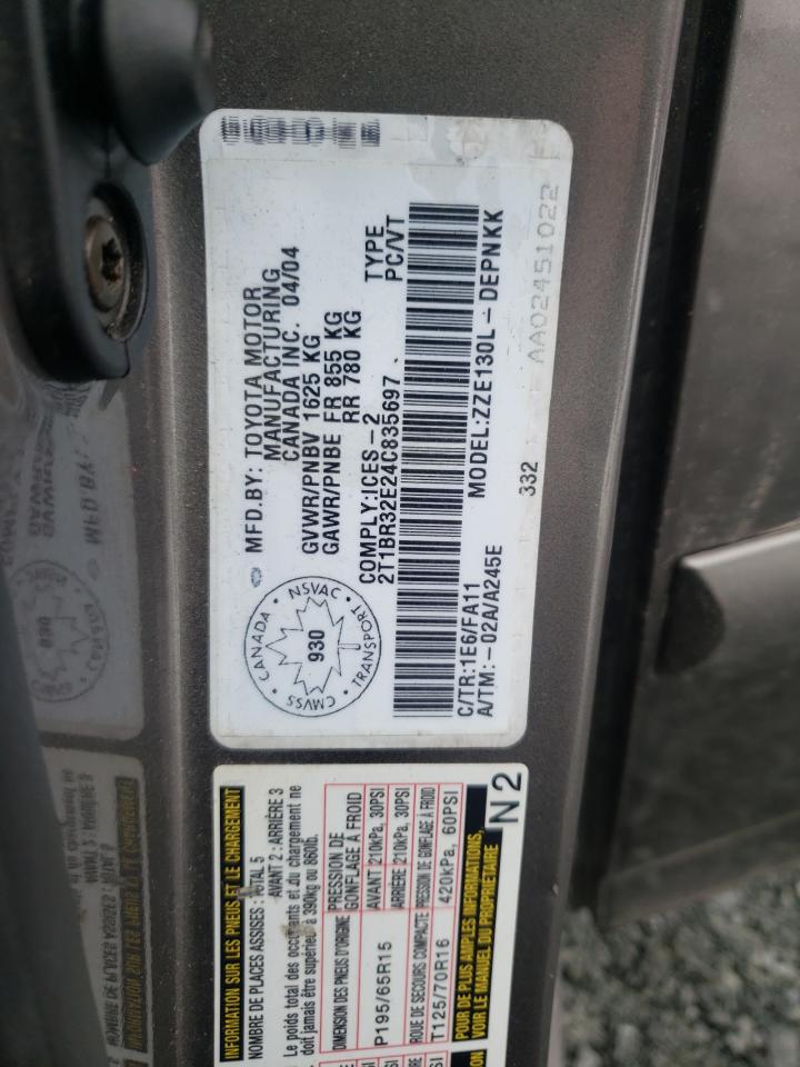 Photo 10 from auction – 2004 TOYOTA COROLLA CE with VIN 2T1BR32E24C835697