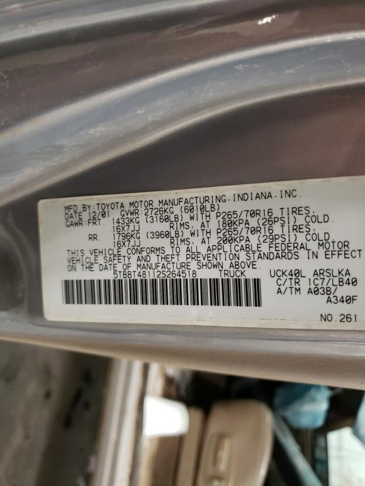 Photo 10 from auction – 2002 TOYOTA TUNDRA ACC with VIN 5TBBT48112S264518