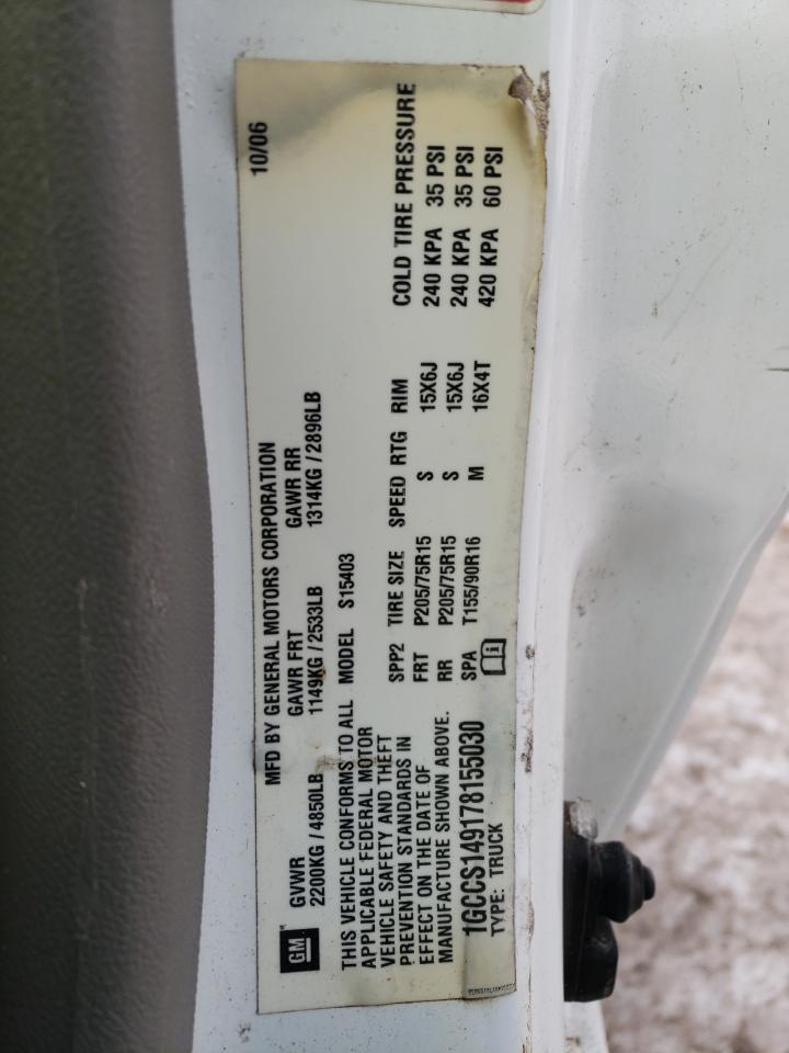 Photo 10 from auction – 2007 CHEVROLET COLORADO with VIN 1GCCS149178155030