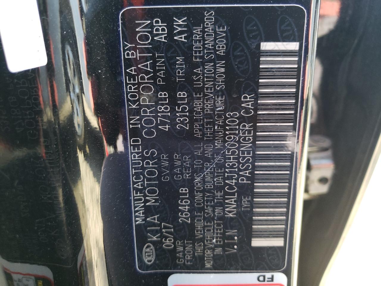 Photo 10 from auction – 2017 KIA CADENZA PR with VIN KNALC4J13H5091103