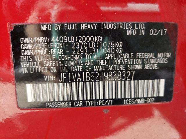 Photo 10 from auction – 2017 SUBARU WRX with VIN JF1VA1B62H9838327