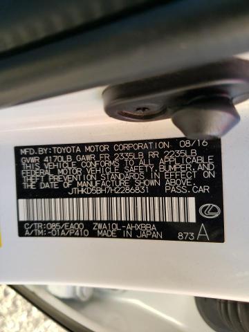 Photo 10 from auction – 2017 LEXUS CT 200 with VIN JTHKD5BH7H2286831