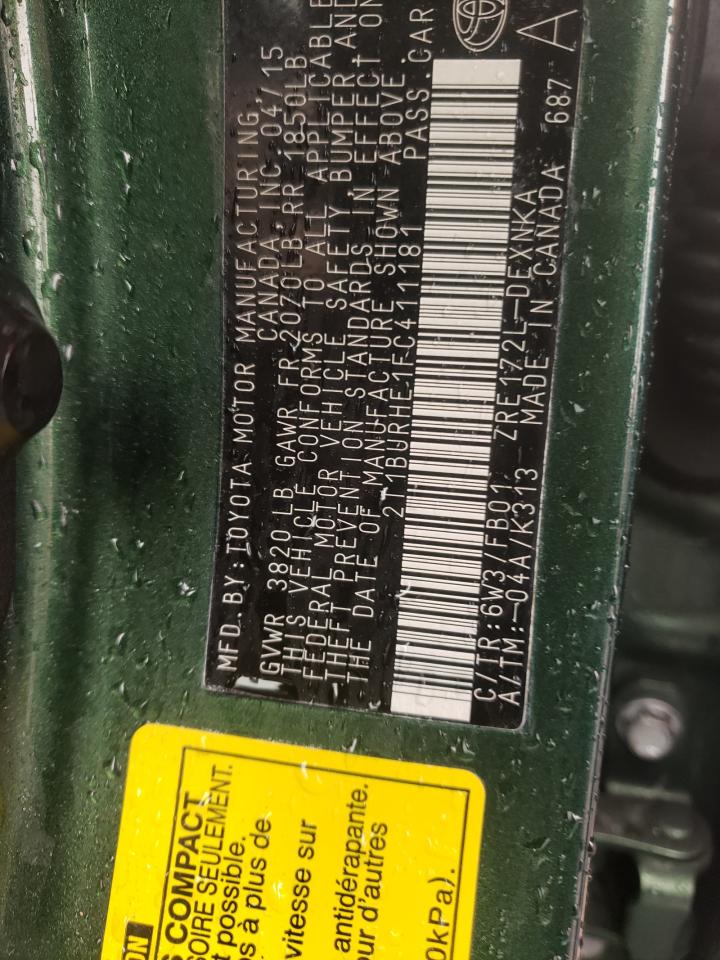 Photo 10 from auction – 2015 TOYOTA COROLLA with VIN 2T1BURHE1FC411181