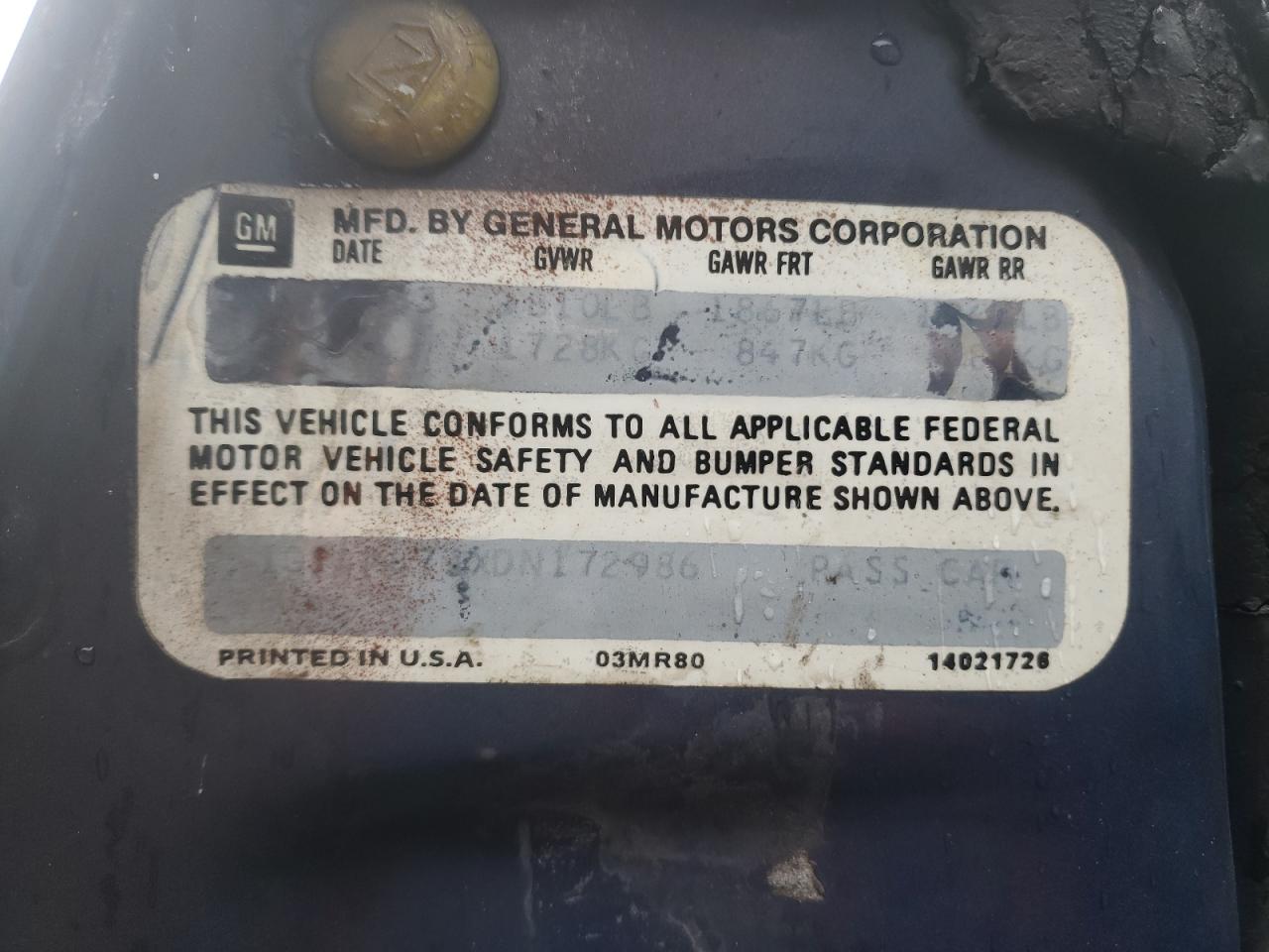 Photo 10 from auction – 1983 CHEVROLET CAMARO with VIN 1G1AP871XDN172986