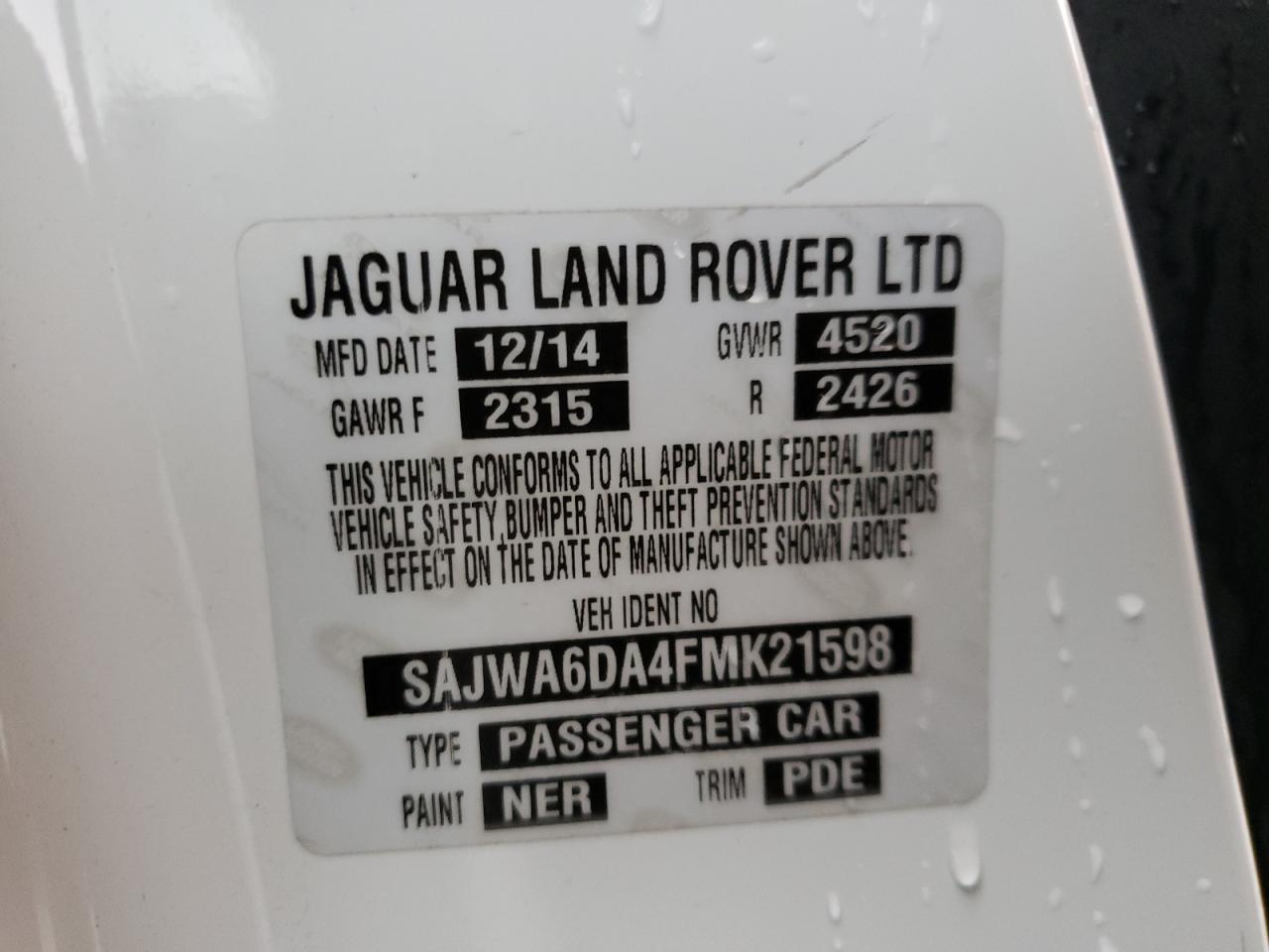 Photo 10 from auction – 2015 JAGUAR F-TYPE R with VIN SAJWA6DA4FMK21598