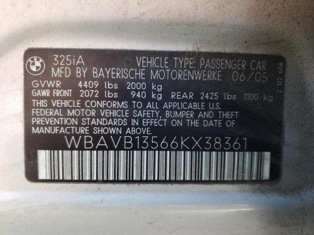 Photo 10 from auction – 2006 BMW 325 I with VIN WBAVB13566KX38361