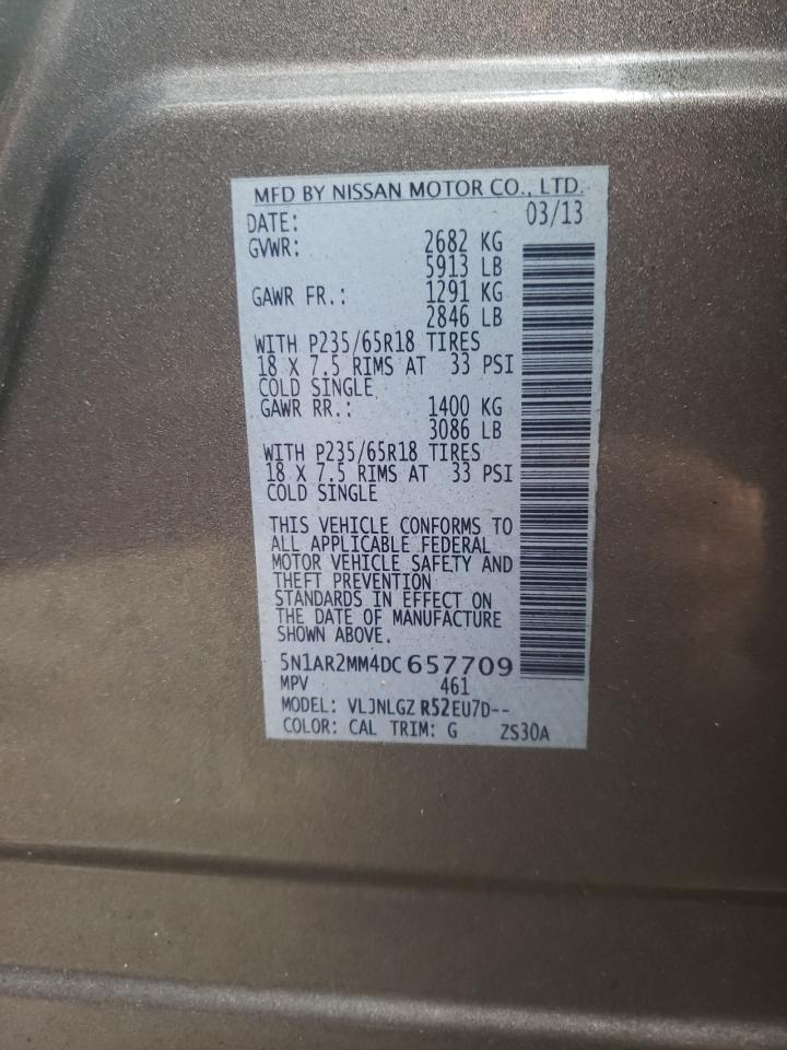 Photo 10 from auction – 2013 NISSAN PATHFINDER with VIN 5N1AR2MM4DC657709