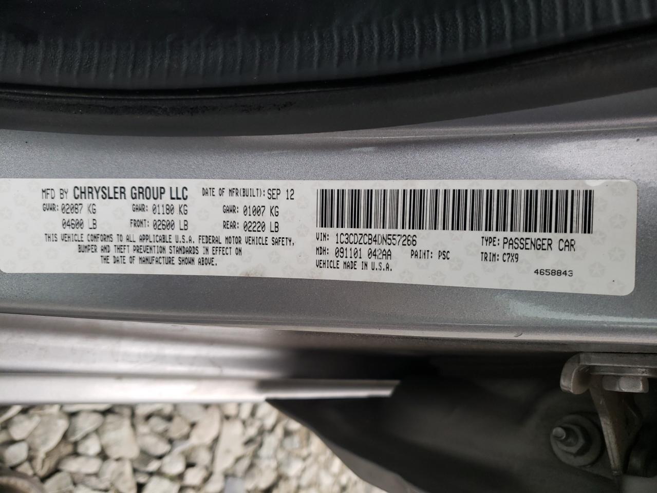 Photo 10 from auction – 2013 DODGE AVENGER SX with VIN 1C3CDZCB4DN557266
