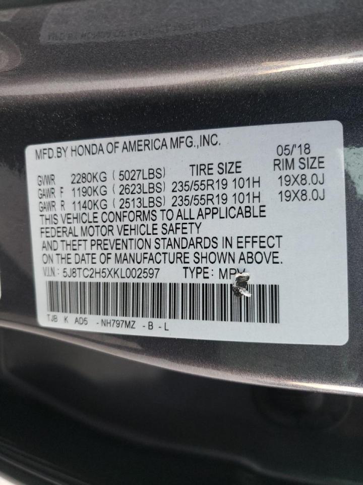 Photo 10 from auction – 2019 ACURA RDX TECHNO with VIN 5J8TC2H5XKL002597