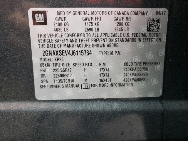Photo 10 from auction – 2018 CHEVROLET EQUINOX LT with VIN 2GNAXSEV4J6115734