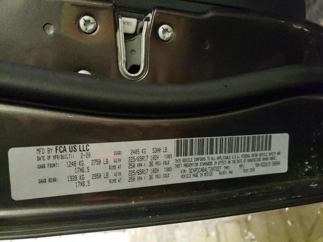 Photo 20 from auction – 2020 DODGE JOURNEY SE with VIN 3C4PDCAB4LT207227