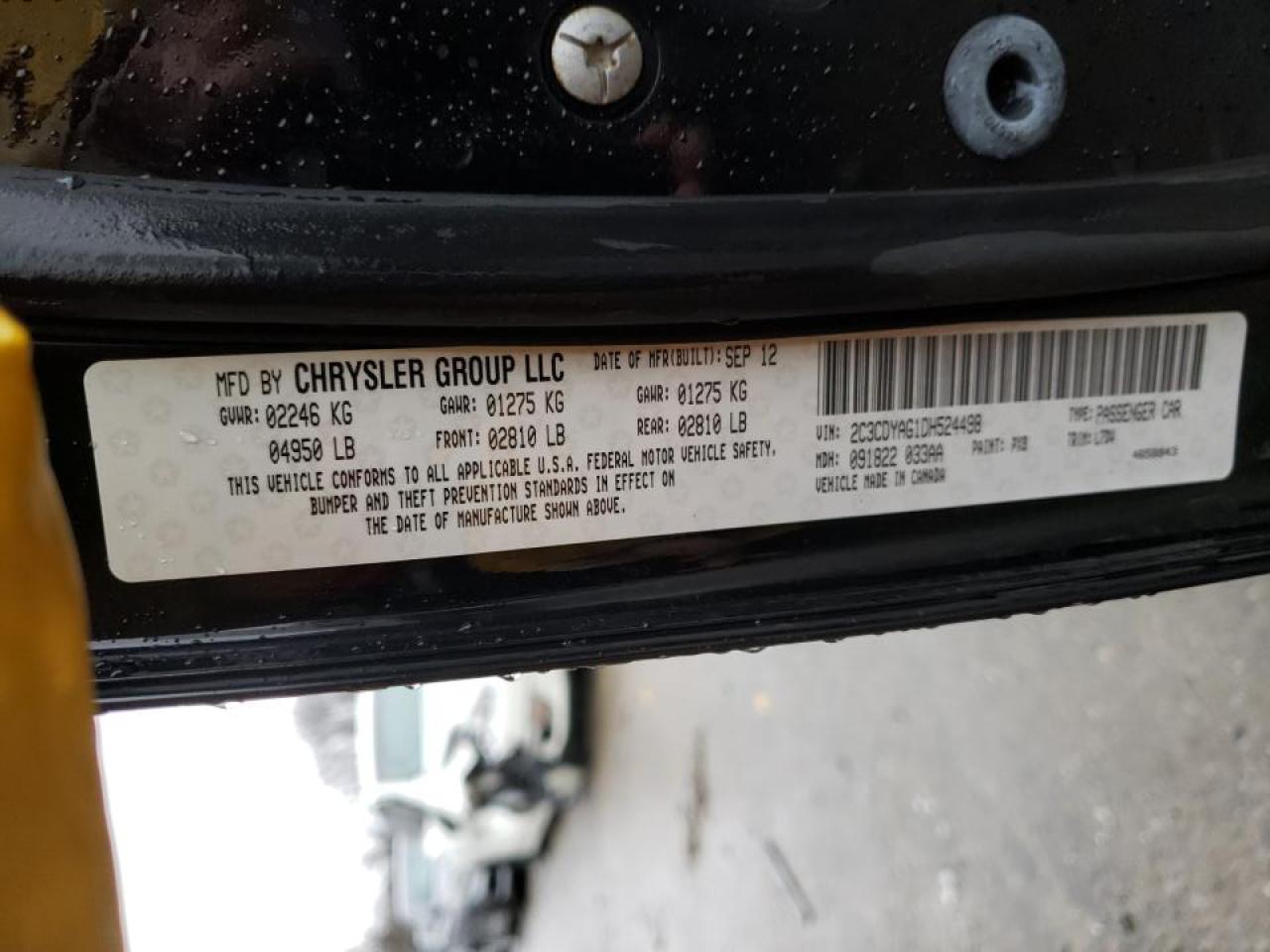 Photo 10 from auction – 2013 DODGE CHALLENGER with VIN 2C3CDYAG1DH524498