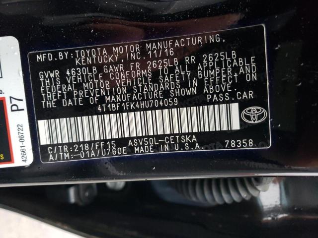 Photo 10 from auction – 2017 TOYOTA CAMRY LE with VIN 4T1BF1FK4HU704059