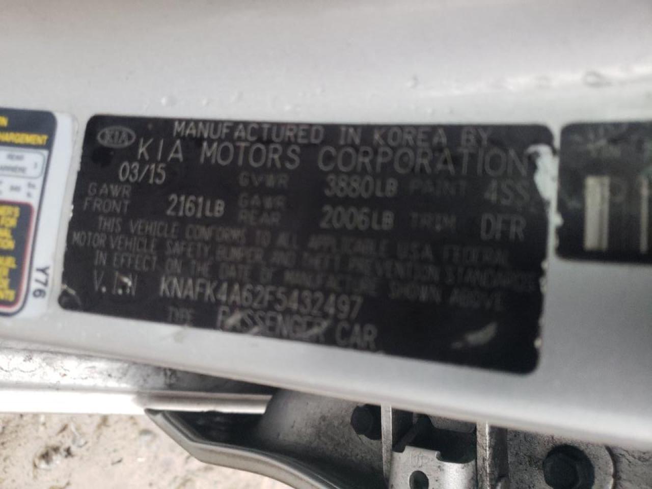 Photo 10 from auction – 2015 KIA FORTE LX with VIN KNAFK4A62F5432497