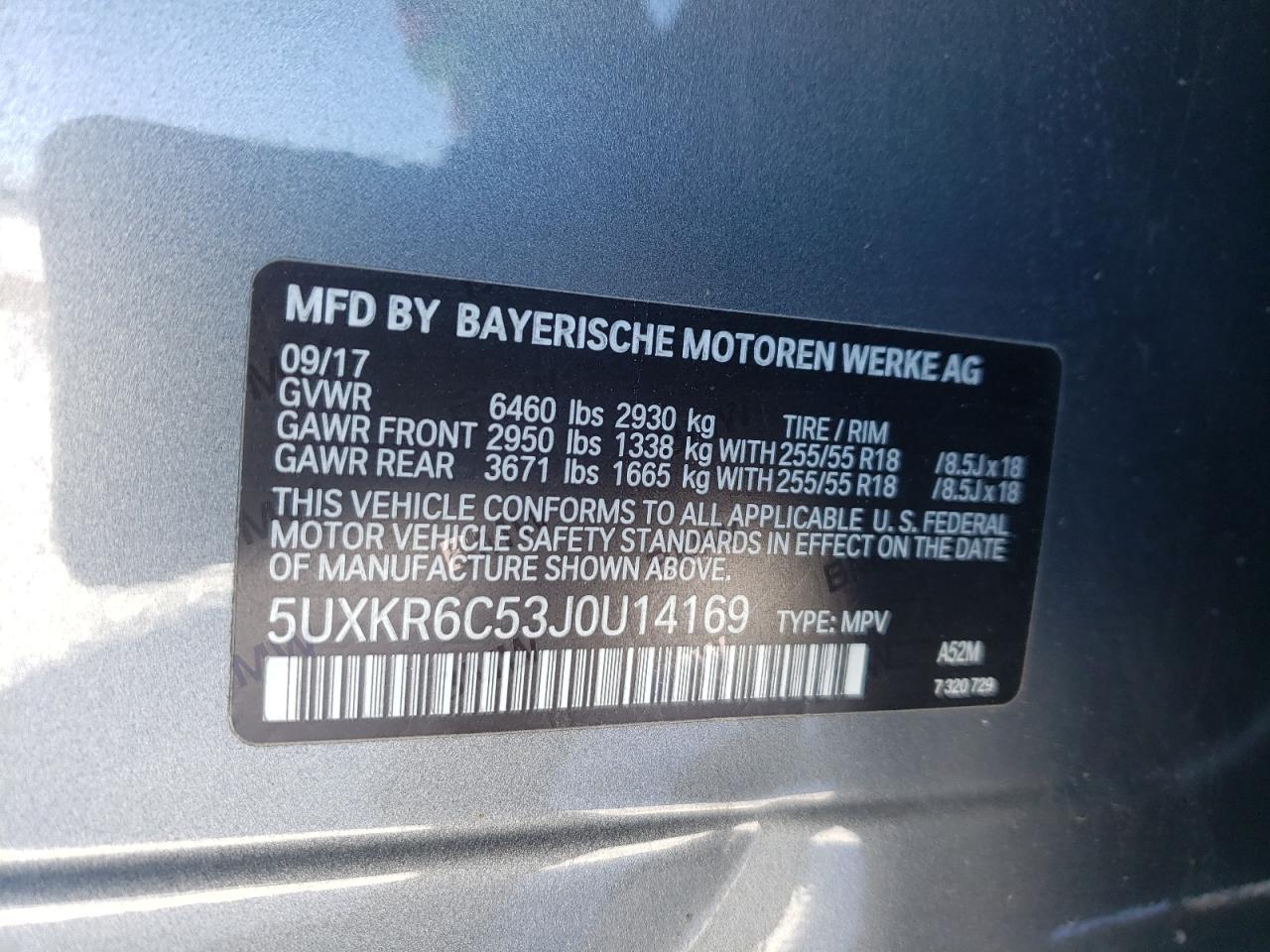 Photo 10 from auction – 2018 BMW X5 XDRIVE5 with VIN 5UXKR6C53J0U14169