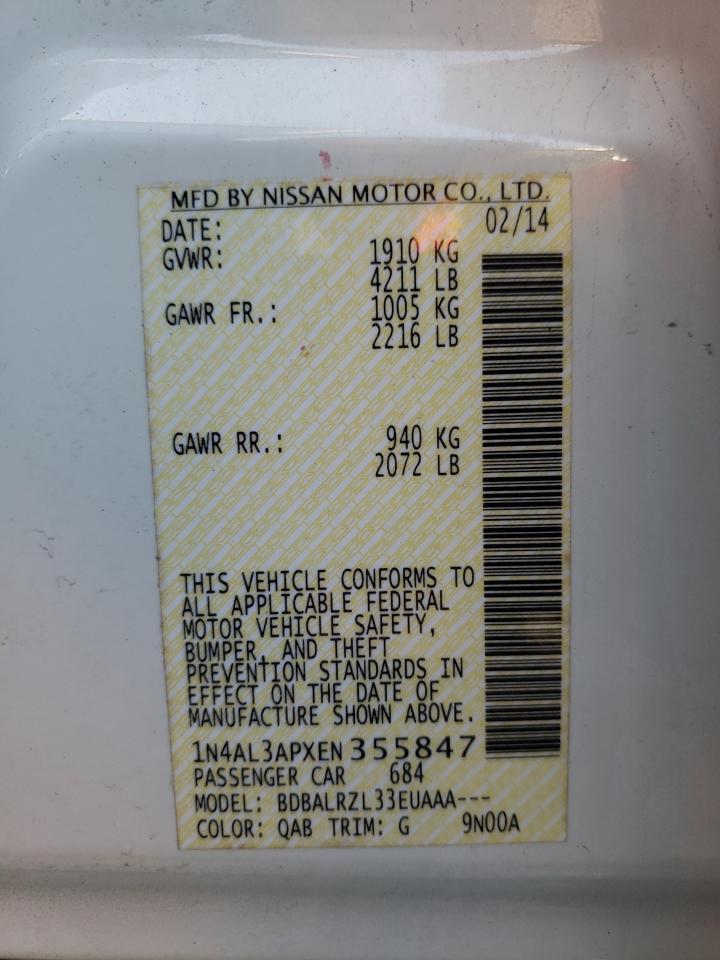 Photo 10 from auction – 2014 NISSAN ALTIMA 2.5 with VIN 1N4AL3APXEN355847