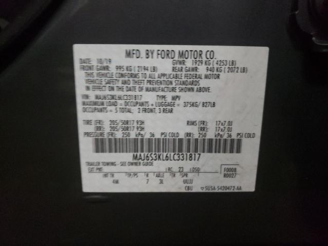 Photo 10 from auction – 2020 FORD ECOSPORT T with VIN MAJ6S3KL6LC331817