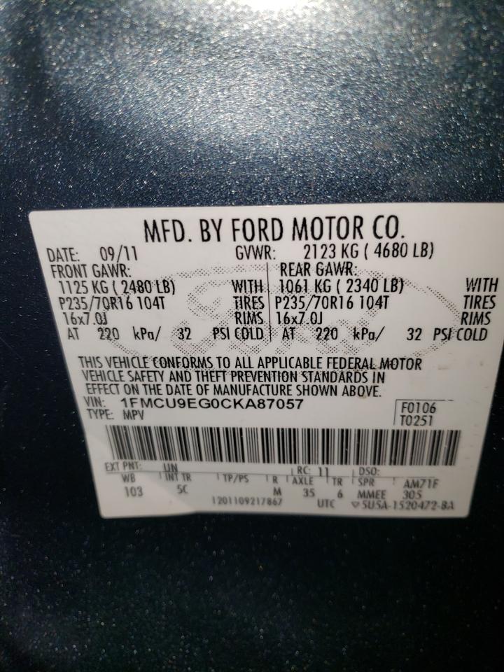 Photo 10 from auction – 2012 FORD ESCAPE LIM with VIN 1FMCU9EG0CKA87057