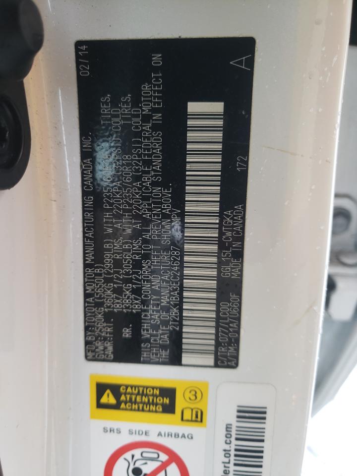Photo 10 from auction – 2014 LEXUS RX 350 BAS with VIN 2T2BK1BA3EC246287