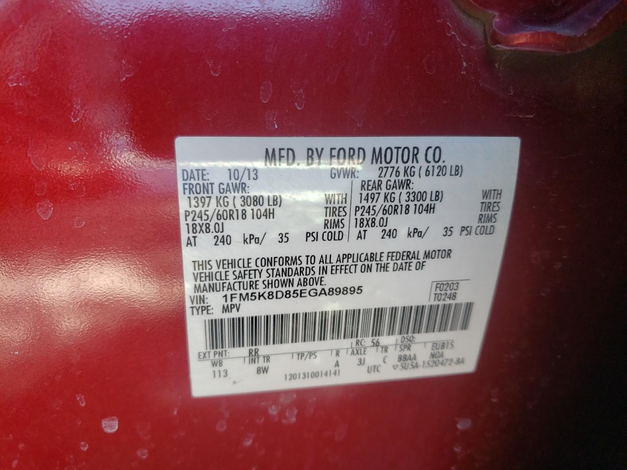 Photo 10 from auction – 2014 FORD EXPLORER X with VIN 1FM5K8D85EGA89895