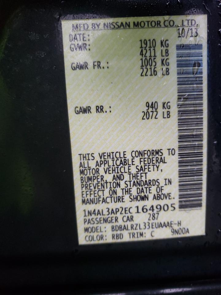 Photo 10 from auction – 2014 NISSAN ALTIMA 2.5 with VIN 1N4AL3AP2EC164905