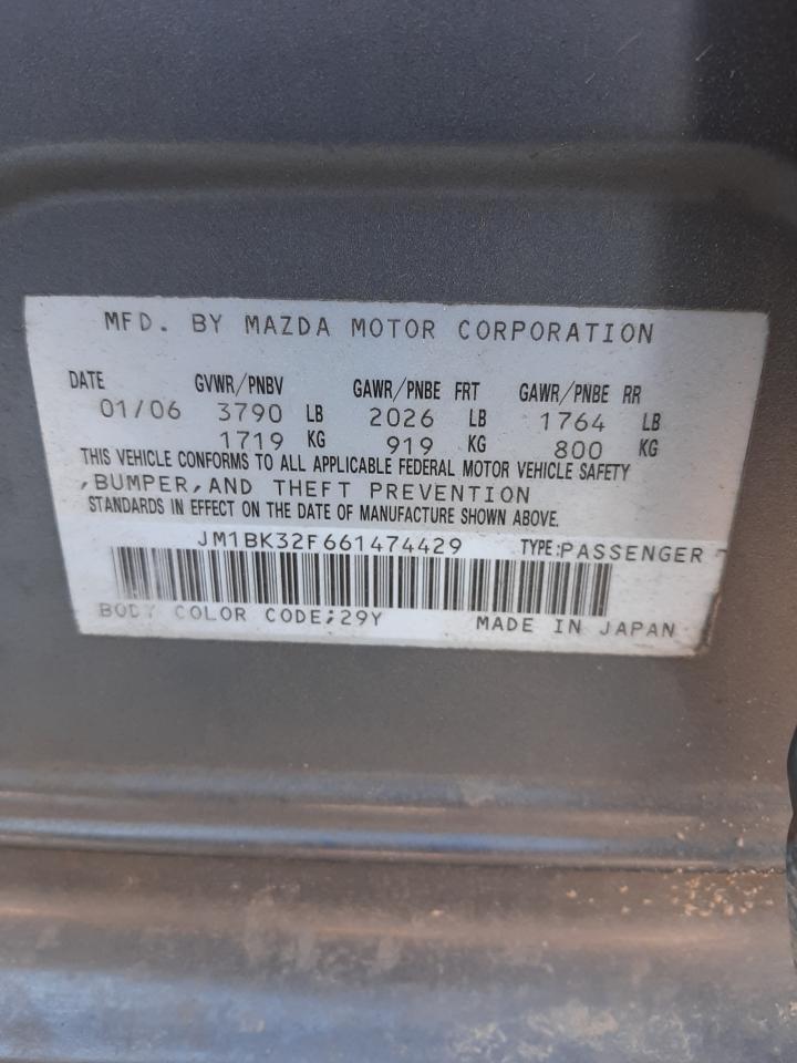 Photo 10 from auction – 2006 MAZDA 3 with VIN JM1BK32F661474429