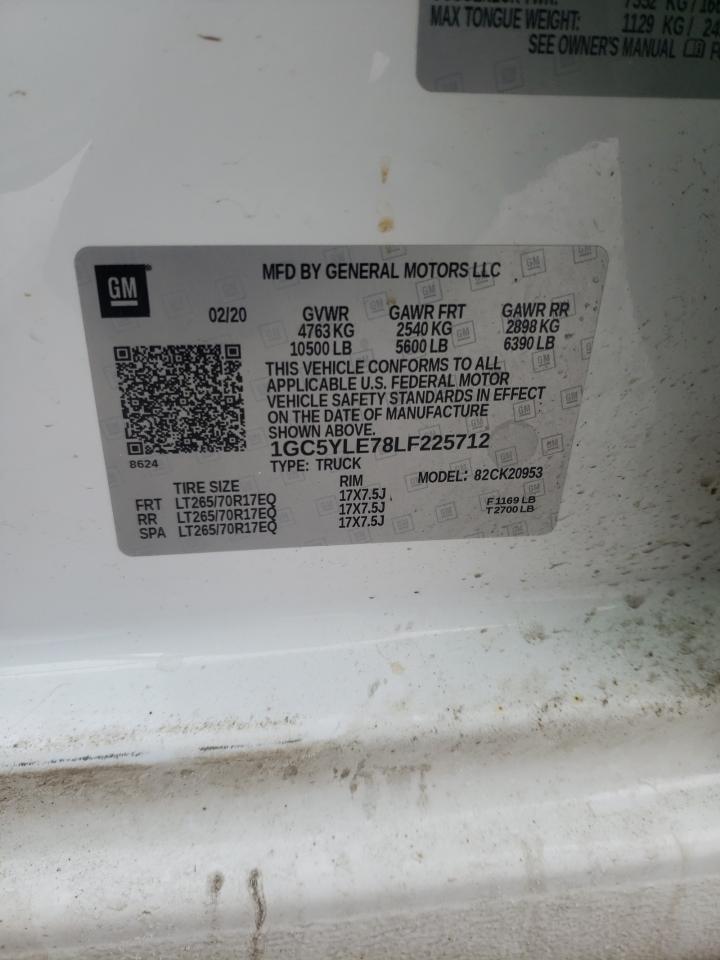 Photo 10 from auction – 2020 CHEVROLET SILVERADO with VIN 1GC5YLE78LF225712