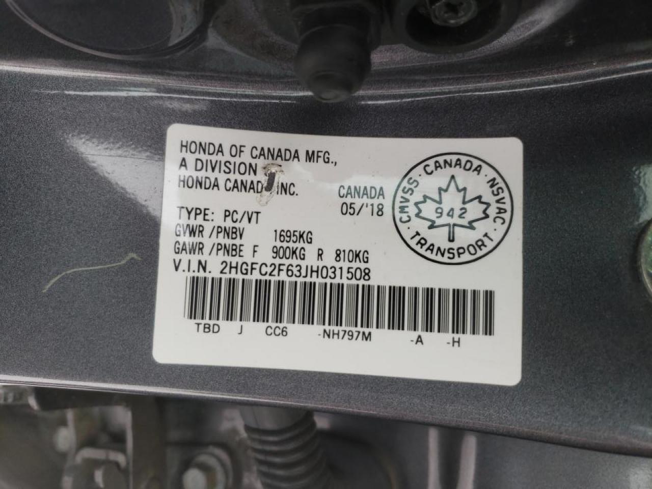 Photo 10 from auction – 2018 HONDA CIVIC LX with VIN 2HGFC2F63JH031508