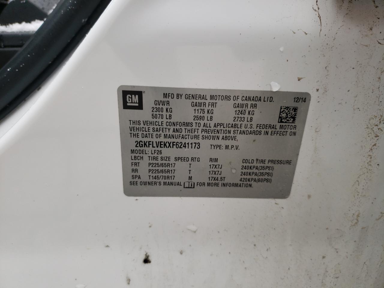 Zdjęcie 10 z aukcji – 2015 GMC TERRAIN SL z VIN 2GKFLVEKXF6241173