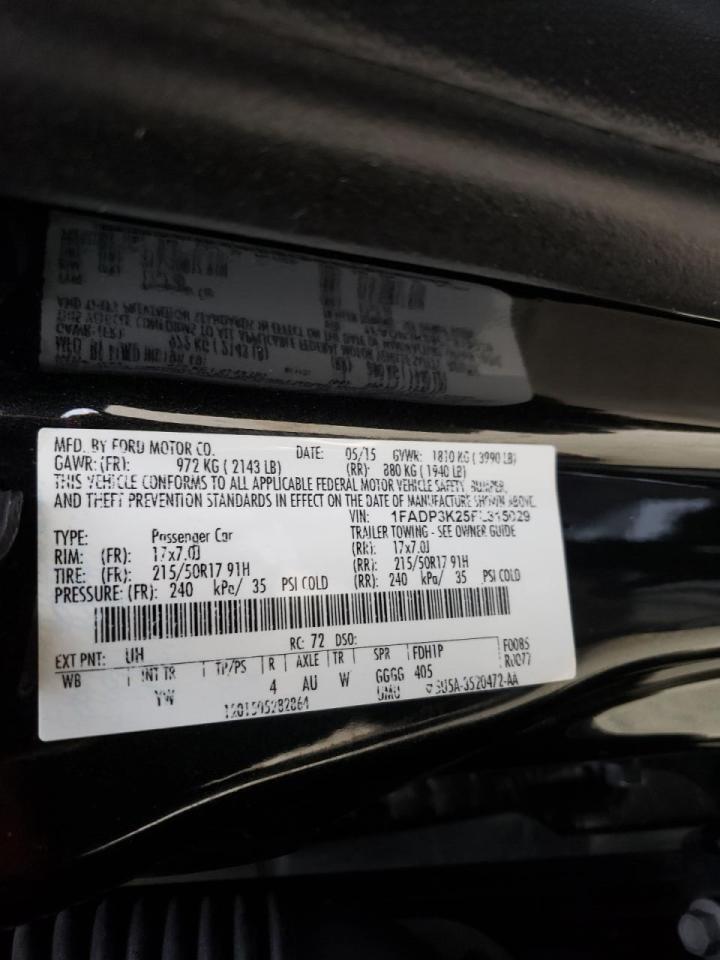 Photo 10 from auction – 2015 FORD FOCUS SE with VIN 1FADP3K25FL315029