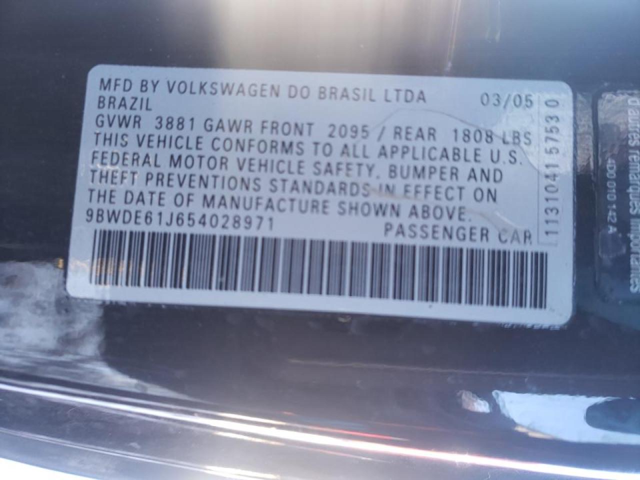 Photo 10 from auction – 2005 VOLKSWAGEN GTI with VIN 9BWDE61J654028971