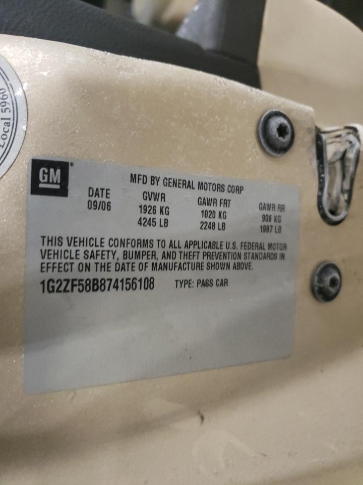Photo 10 from auction – 2007 PONTIAC G6 with VIN 1G2ZF58B874156108
