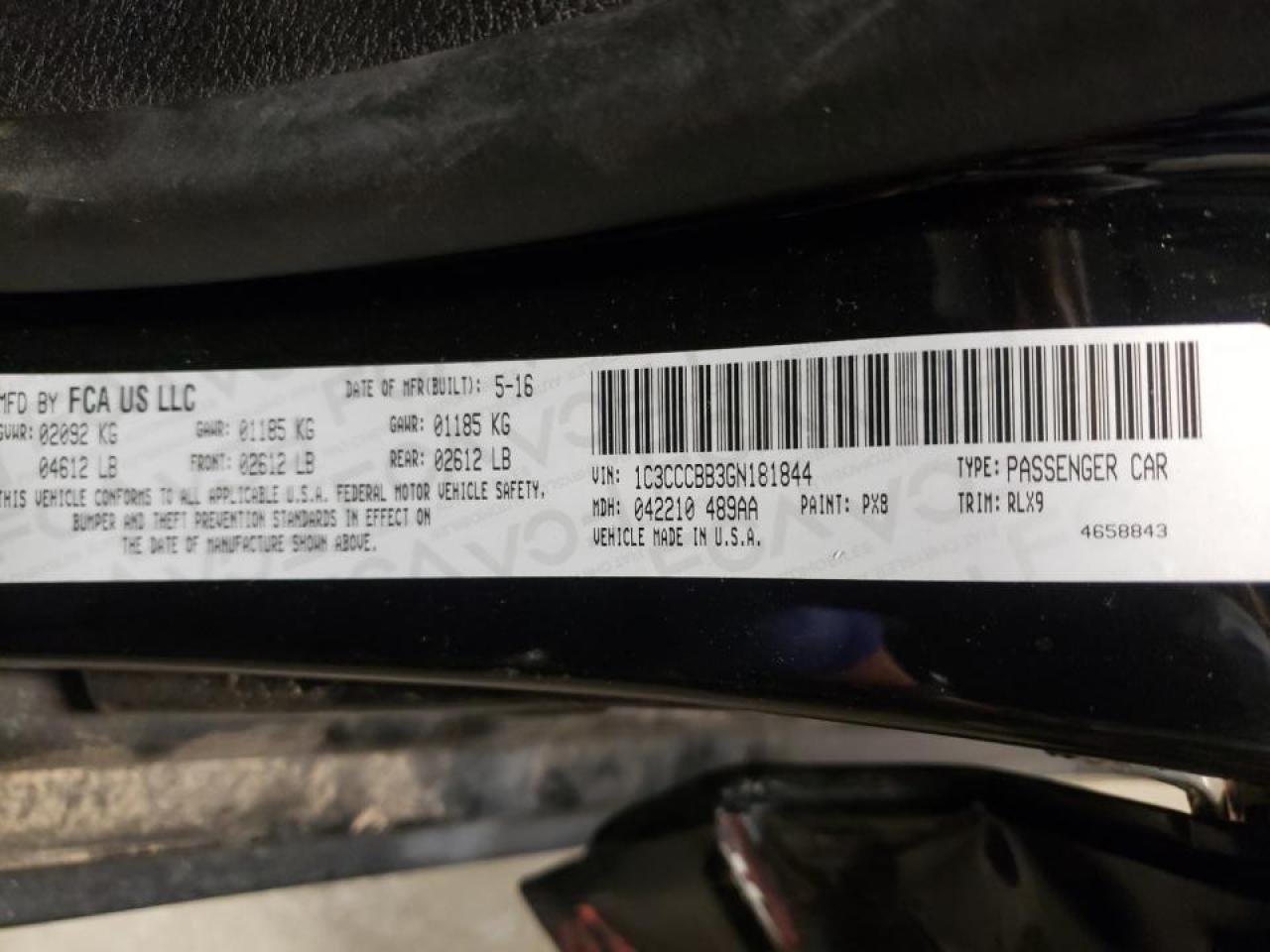 Photo 10 from auction – 2016 CHRYSLER 200 S with VIN 1C3CCCBB3GN181844