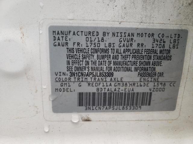 Photo 10 from auction – 2018 NISSAN VERSA with VIN 3N1CN7AP5JL853309