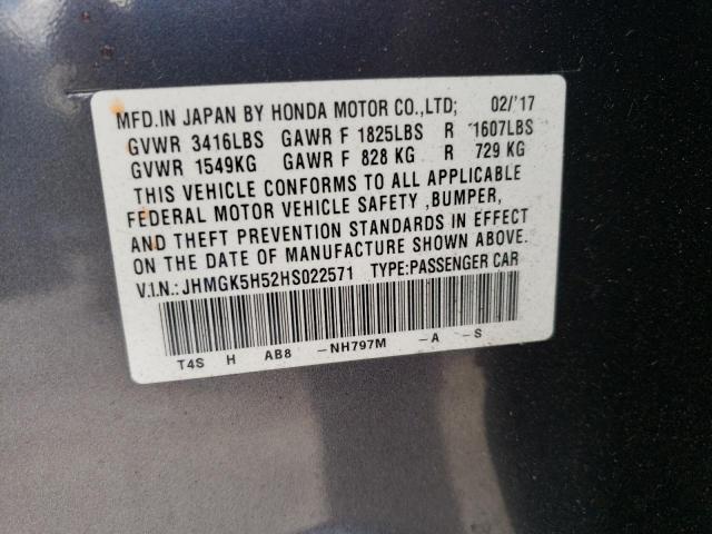 Photo 10 from auction – 2017 HONDA FIT LX with VIN JHMGK5H52HS022571