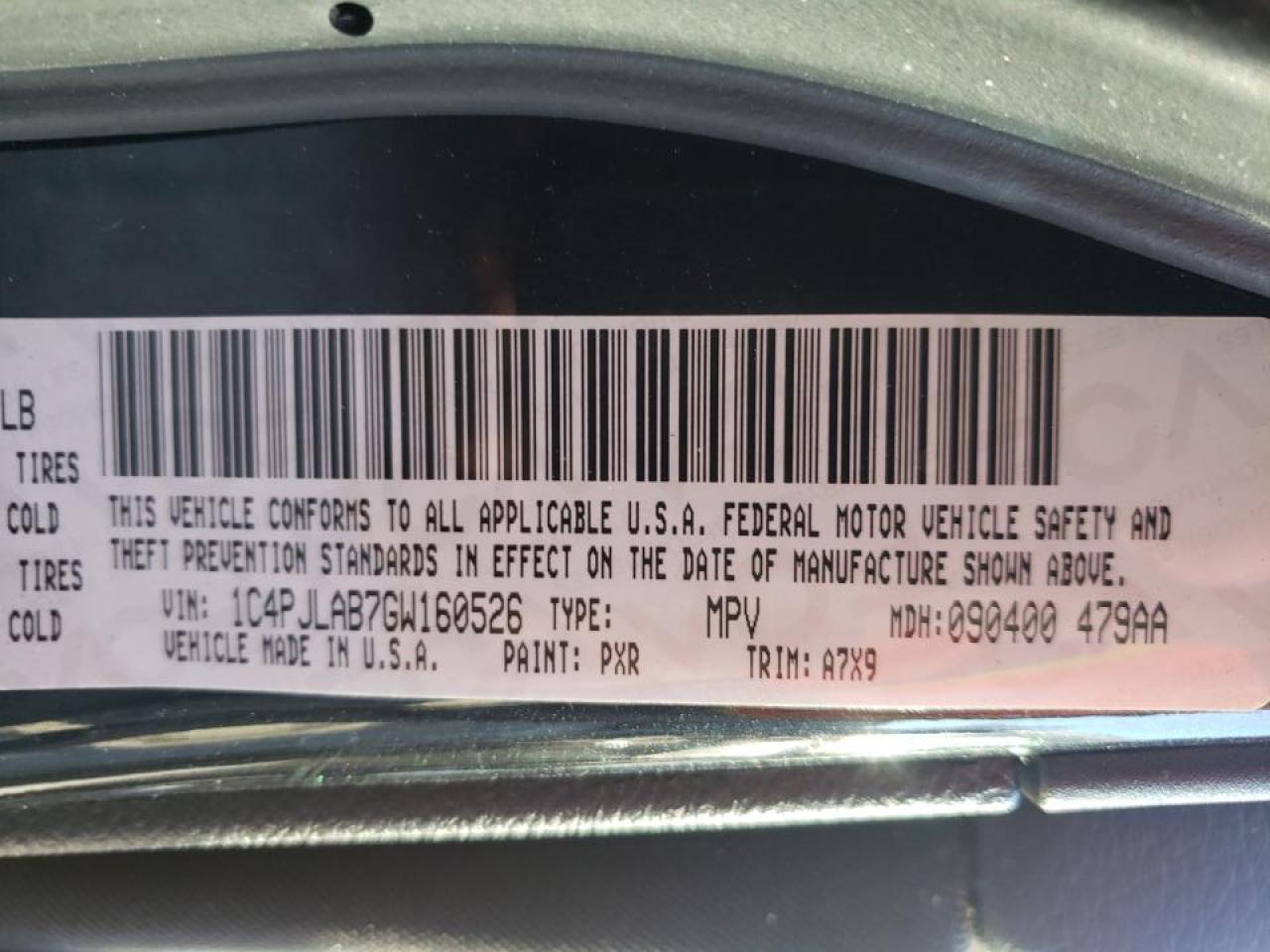 Photo 10 from auction – 2016 JEEP CHEROKEE S with VIN 1C4PJLAB7GW160526