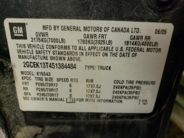 Photo 10 from auction – 2005 CHEVROLET SILVERADO with VIN 2GCEK13T451384484