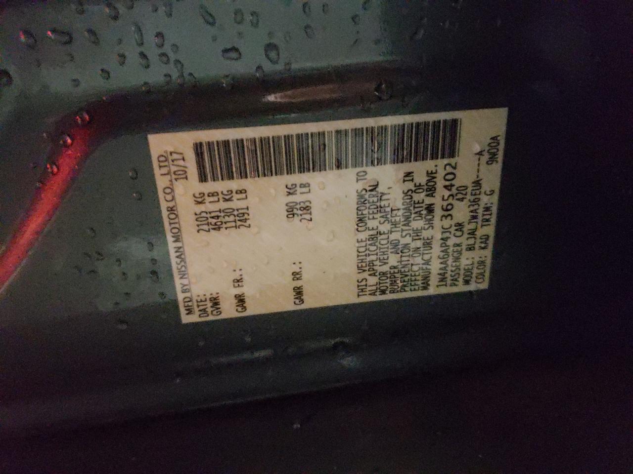 Photo 10 from auction – 2018 NISSAN MAXIMA 3.5 with VIN 1N4AA6AP4JC365402