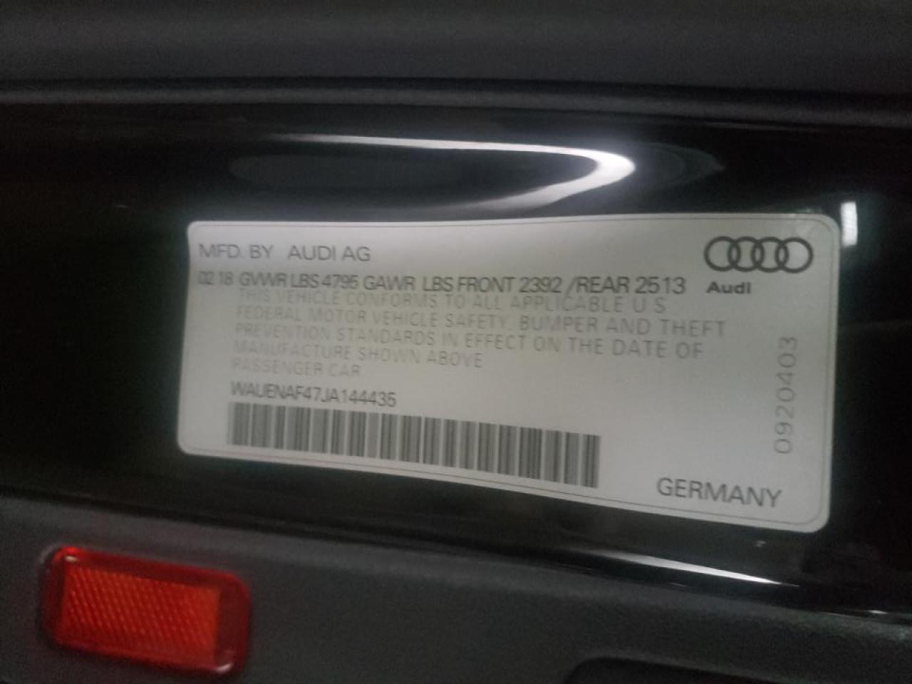 Photo 10 from auction – 2018 AUDI A4 PREMIUM with VIN WAUENAF47JA144435
