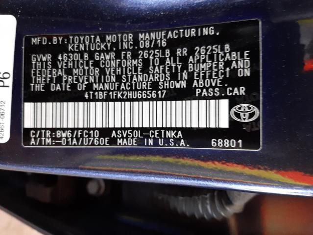 Photo 10 from auction – 2017 TOYOTA CAMRY LE with VIN 4T1BF1FK2HU665617