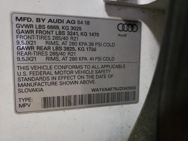 Photo 10 from auction – 2018 AUDI Q7 PRESTIG with VIN WA1VAAF75JD042603