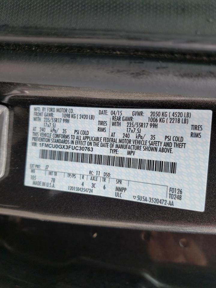 Photo 10 from auction – 2015 FORD ESCAPE SE with VIN 1FMCU0GX3FUC30763