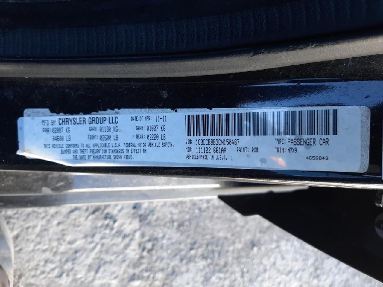 Photo 10 from auction – 2012 CHRYSLER 200 TOURIN with VIN 1C3CCBBB3CN150467