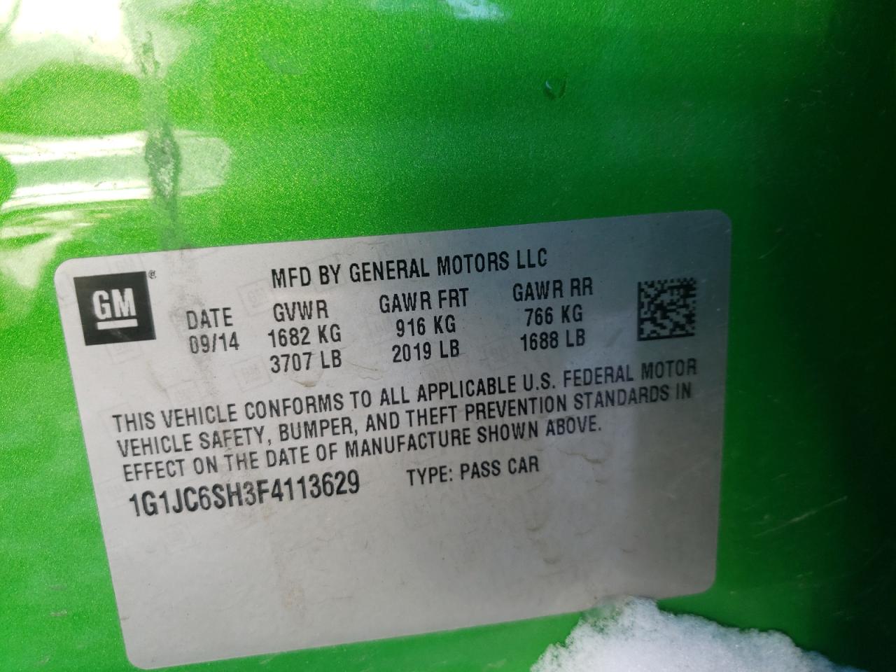 Photo 10 from auction – 2015 CHEVROLET SONIC LT with VIN 1G1JC6SH3F4113629