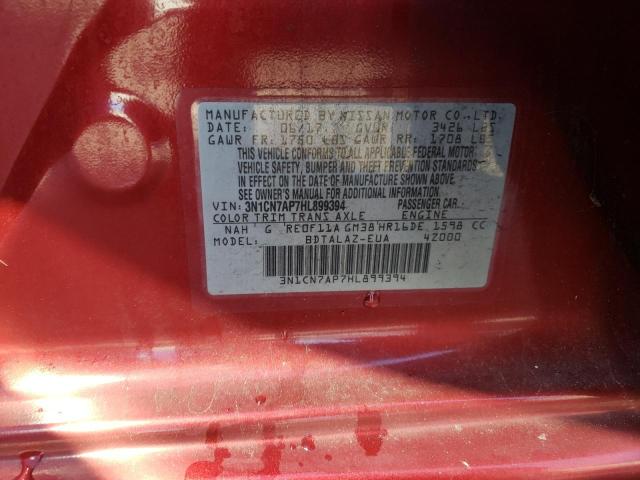 Photo 10 from auction – 2017 NISSAN VERSA S with VIN 3N1CN7AP7HL899394