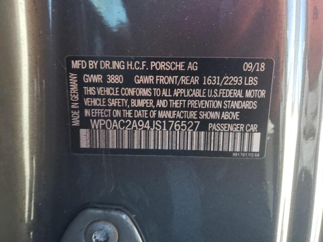 Photo 10 from auction – 2018 PORSCHE 911 GT3 with VIN WP0AC2A94JS176527
