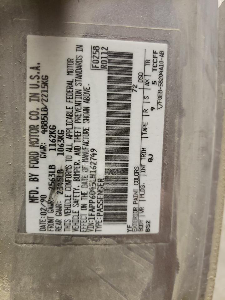 Photo 10 from auction – 1990 FORD THUNDERBIR with VIN 1FAPP6045LH162749