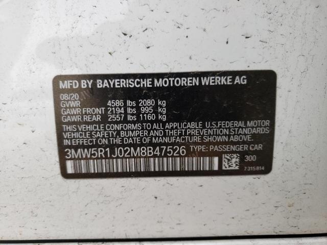 Photo 10 from auction – 2021 BMW 330I with VIN 3MW5R1J02M8B47526